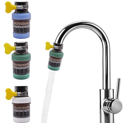 Paquete de 3 filtros de montaje en grifo, purificador de filtración de grifo de cocina con carbón activado, elimina el fluoruro de cloro, metales