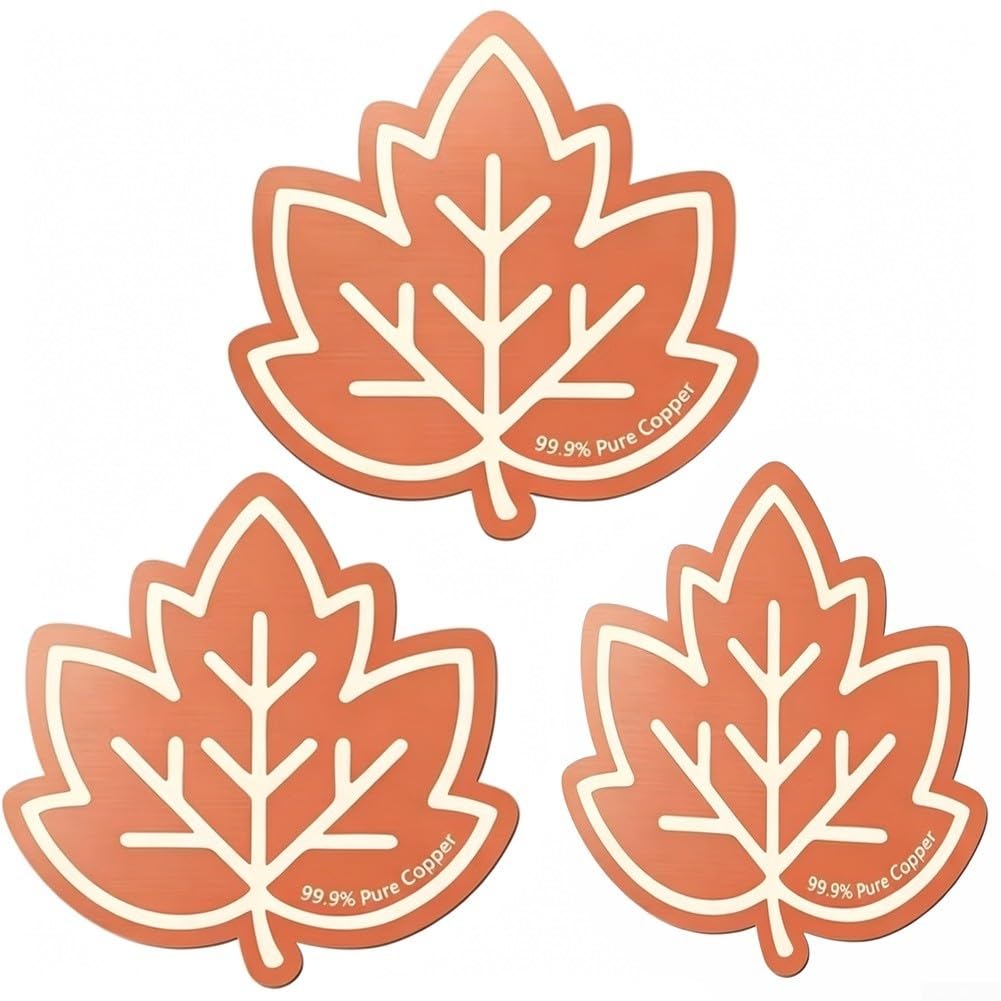 Zoegneer Copper Bird Bath Cleaner Set 3 Piece Disk Promotes Bird With Elegant Leaf Shape Design Pure Copper Pads 6Cm Size For Outdoor Garden Bird Water Pool And Pond Cleaning(maple leaves)