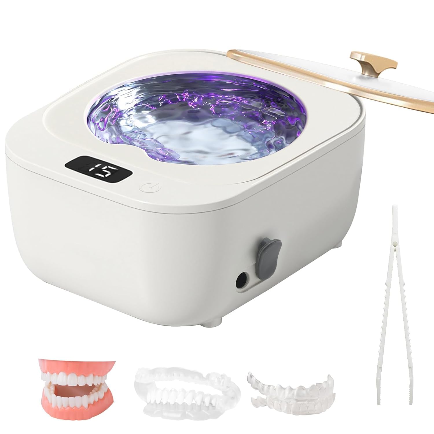 Ultrasonic Retainer Cleaner for Retainers, Sonic Cleaner Machine with Light Rerainers, 48khz Quickly Cleaning for Retainers, 240ml Ultrasonic Cleaner Machine for Aligners, Dentures, Mouth Guards