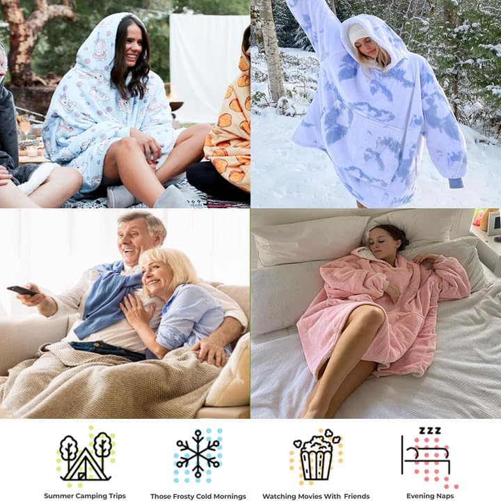 Miniatura 4 de Manta de gran tamaño, manta de franela gruesa y bolsillo gigante, sudadera con capucha, acogedora manta suave