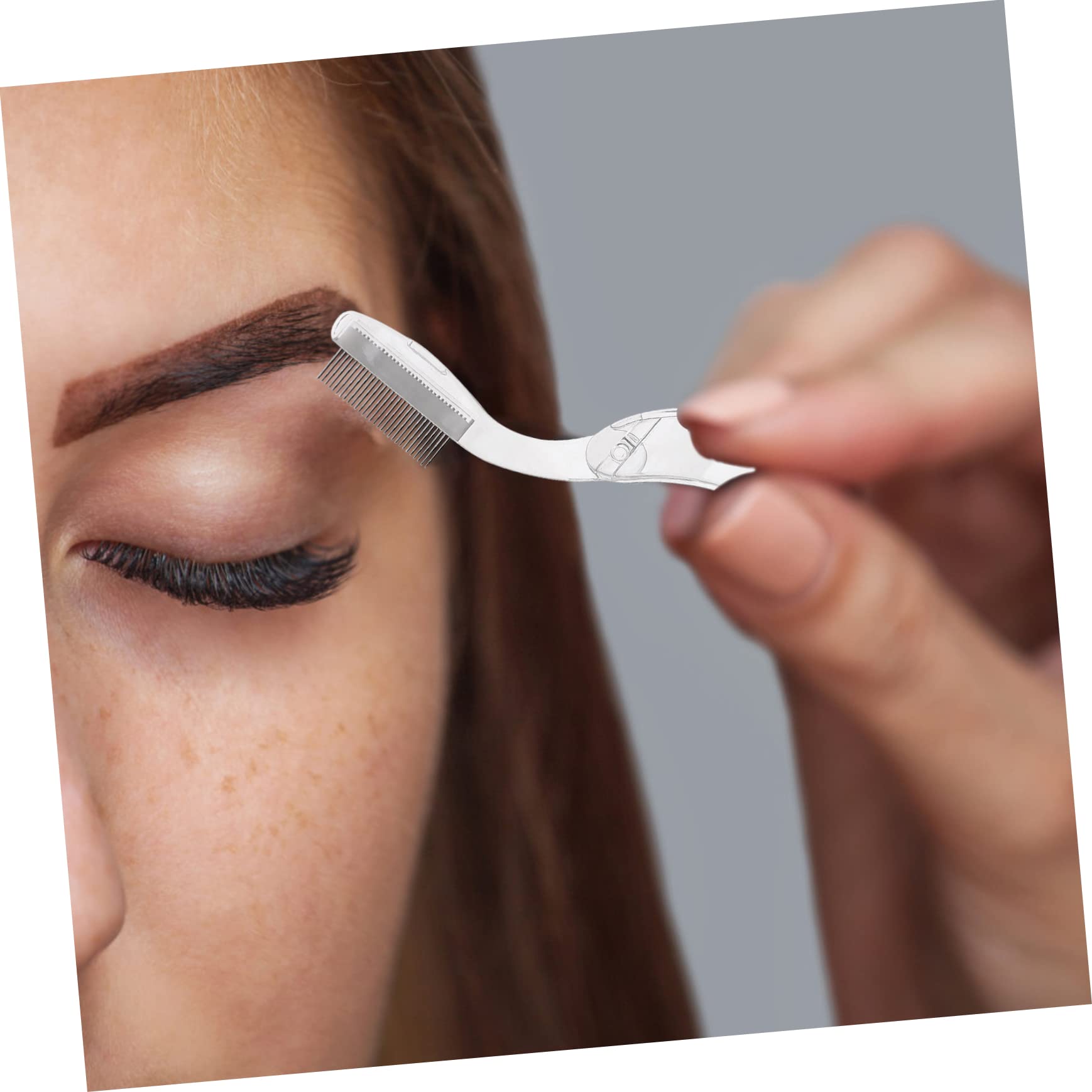 FRCOLOR 10 Peine plegable para cejas de acero inoxidable, herramientas para extensiones de pestañas, peines de pestañas portátiles, herramienta de maquillaje, peine de belleza para cejas, cosméticos