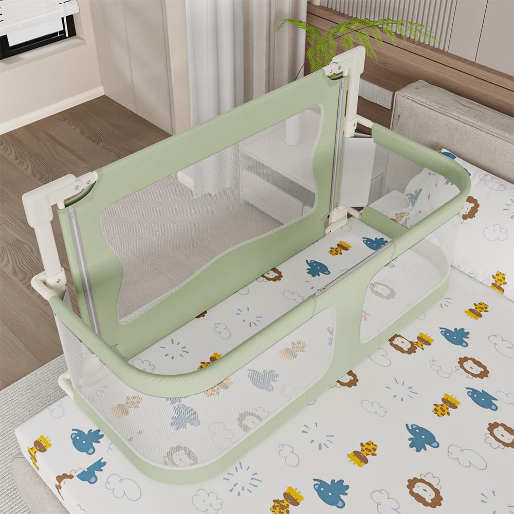 Kedia 1 reja para cama de bebé, valla plegable, riel de cama, barrera de protección para cama infantil para niños, protección contra caídas (verde-120 x 50 x 105 cm)