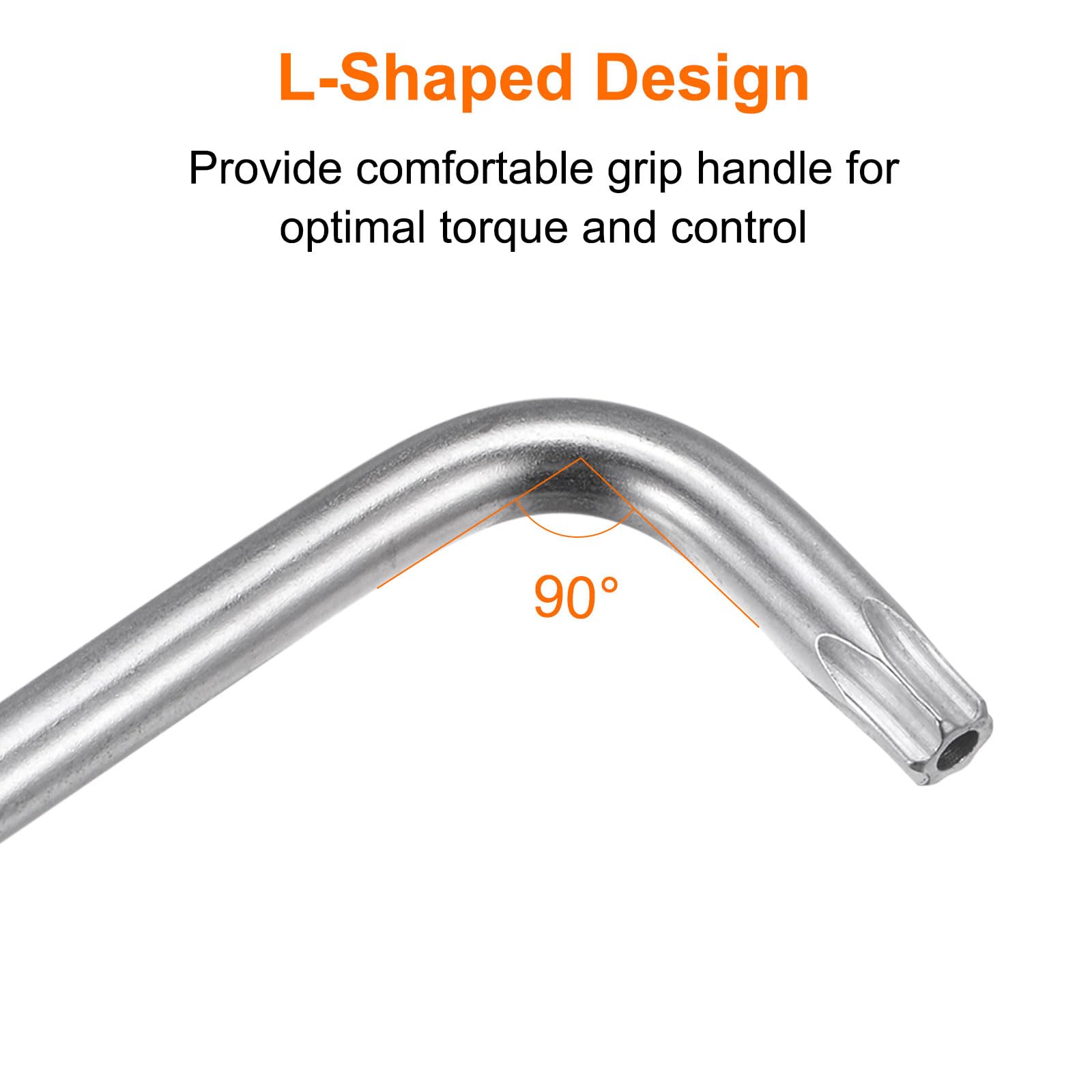 HARFINGTON T45 Tamper Proof Torx Key - L-Shape 7.83 Inch Long Arm, High Carbon Steel, For Automotive & DIY Repairs