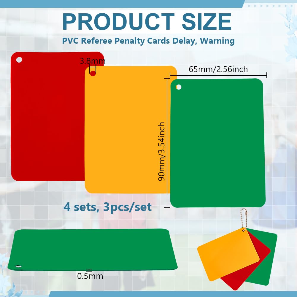 AHANDMAKER 4 juegos de tarjetas de árbitro de fútbol, rojo, amarillo y verde, juegos de tarjetas de penalización de árbitro de fútbol, tarjetas de advertencia de fútbol, accesorio de juez para