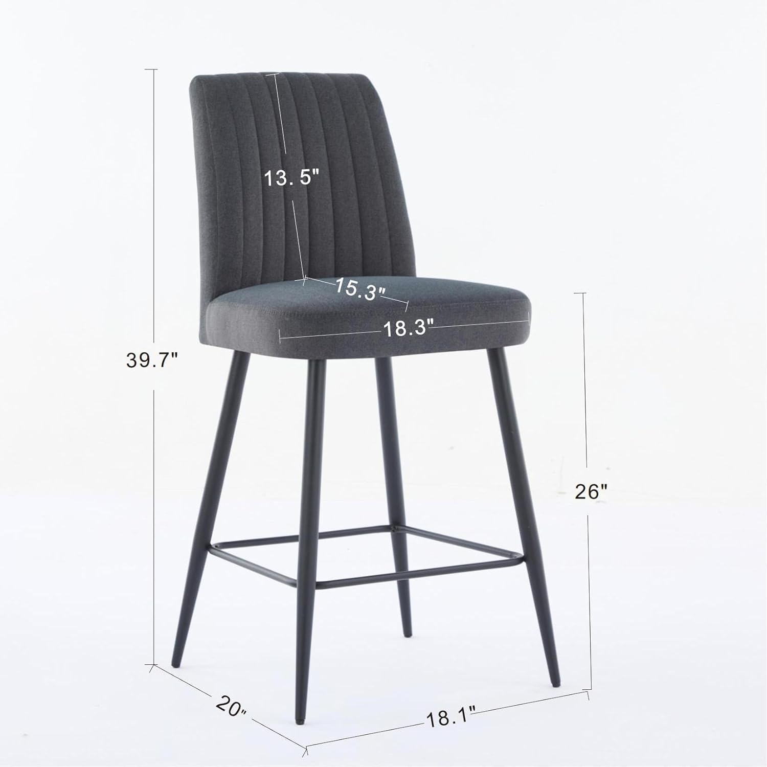 Bar Stools Set of 4, 26'' Counter Height Bar Stools with Back, Upholstered Velvet Kitchen Island Bar Stools with Black Metal Legs, Modern Counter Stools for Kitchen, Dining Room