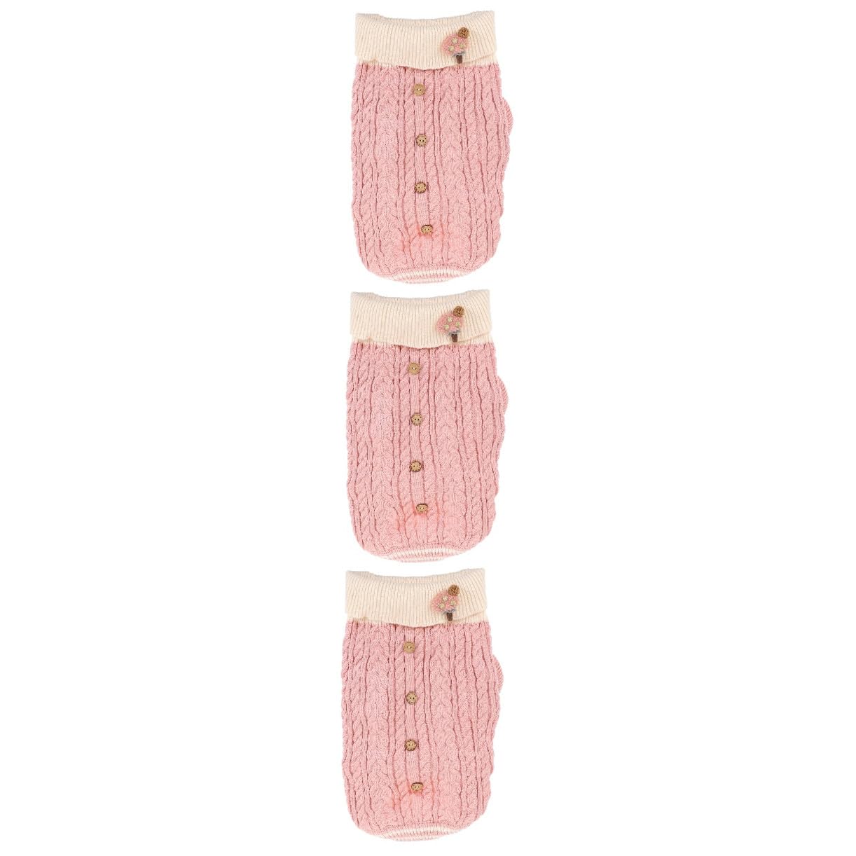 BESPORTBLE 3pièces Sweater pour Chien Vêtement Hiver Pull Chaud Coton pour Chiens Costume Confortable pour Animaux De Compagnie Rose XS