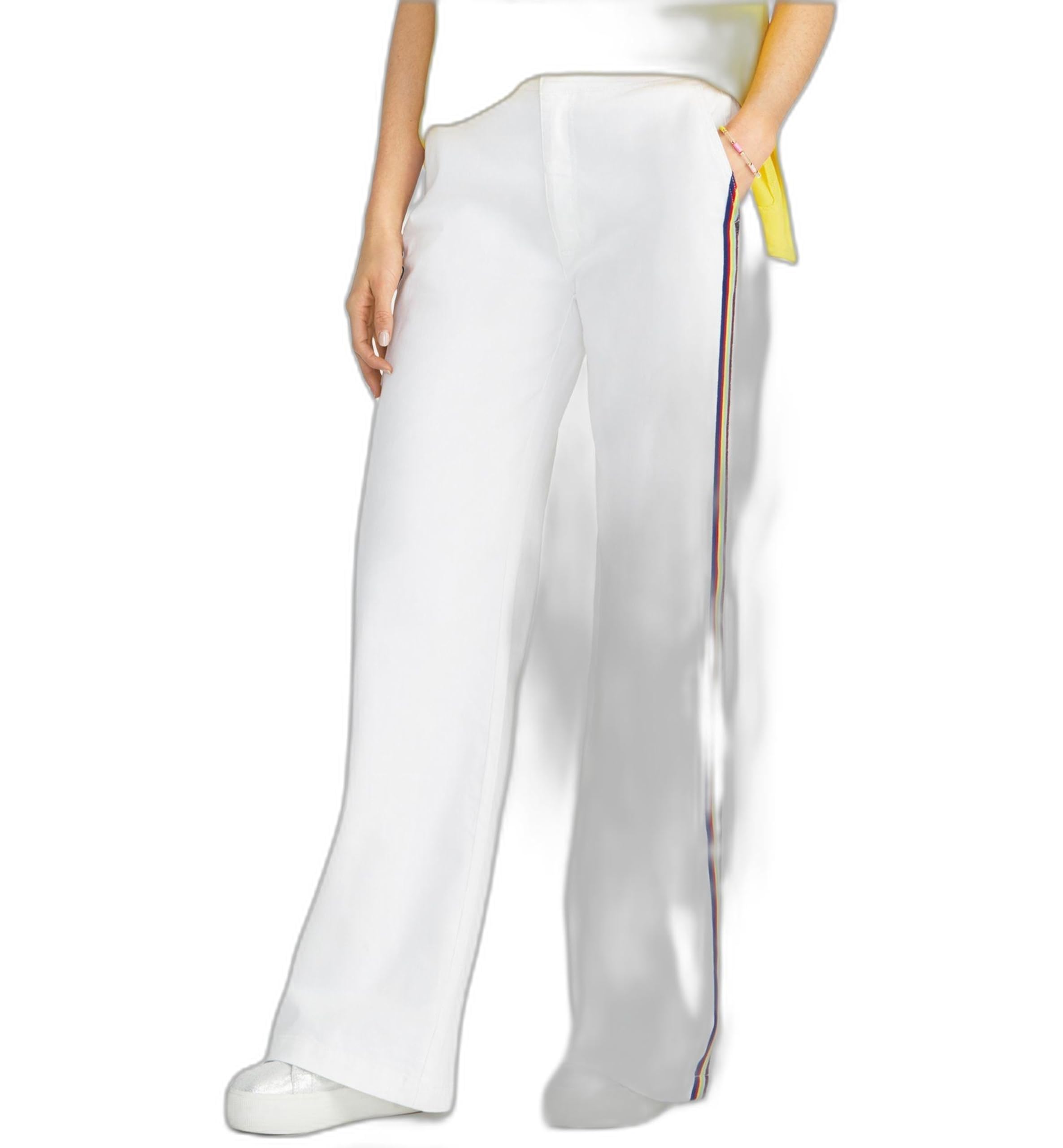 RACHEL Rachel Roy Kelly Rainbow Striped Pants White 26