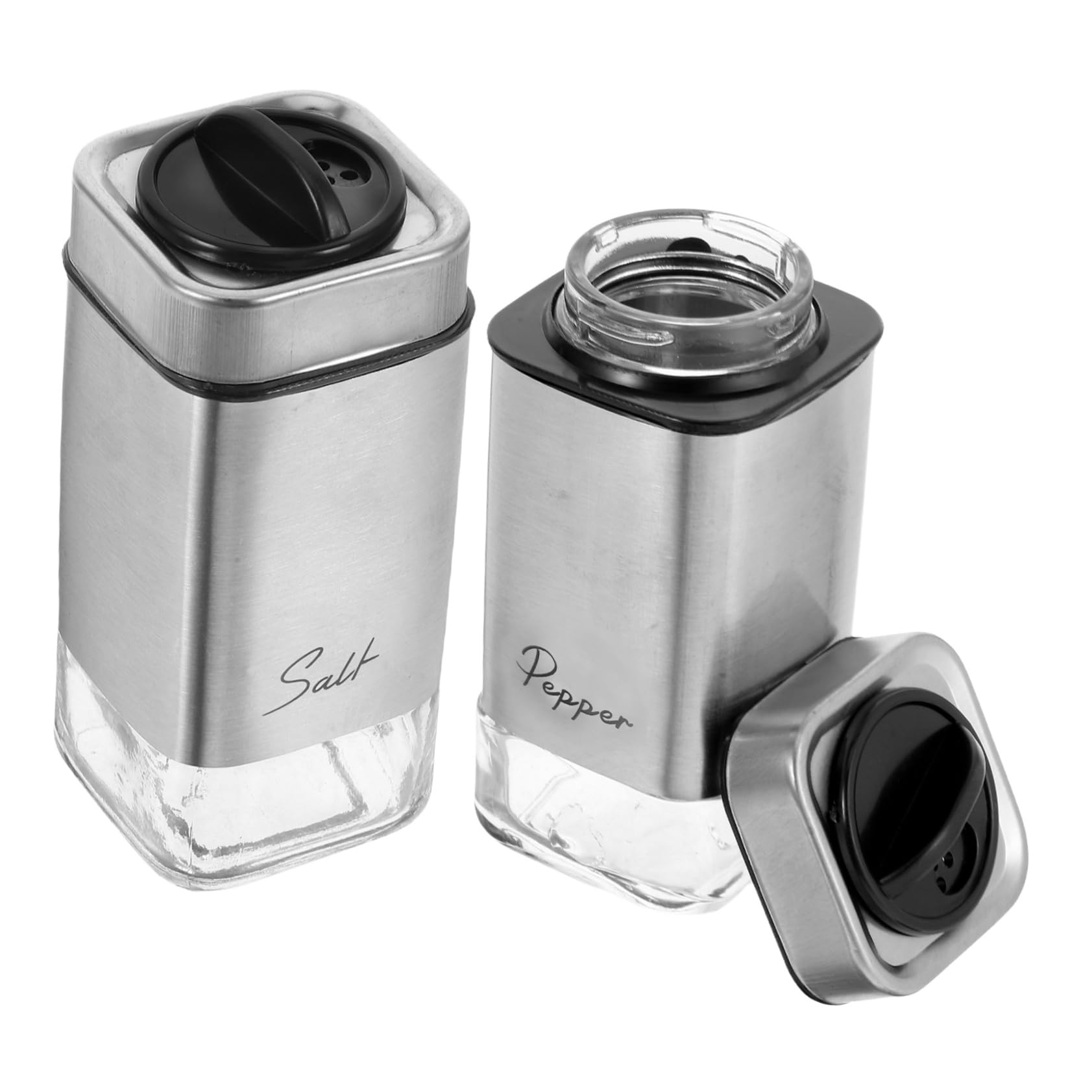 PRETYZOOM Djustable Hole Condiment Jars Spice Bottles Set for Salt Pepper Glass Shaker Herb Jars for Kitchen