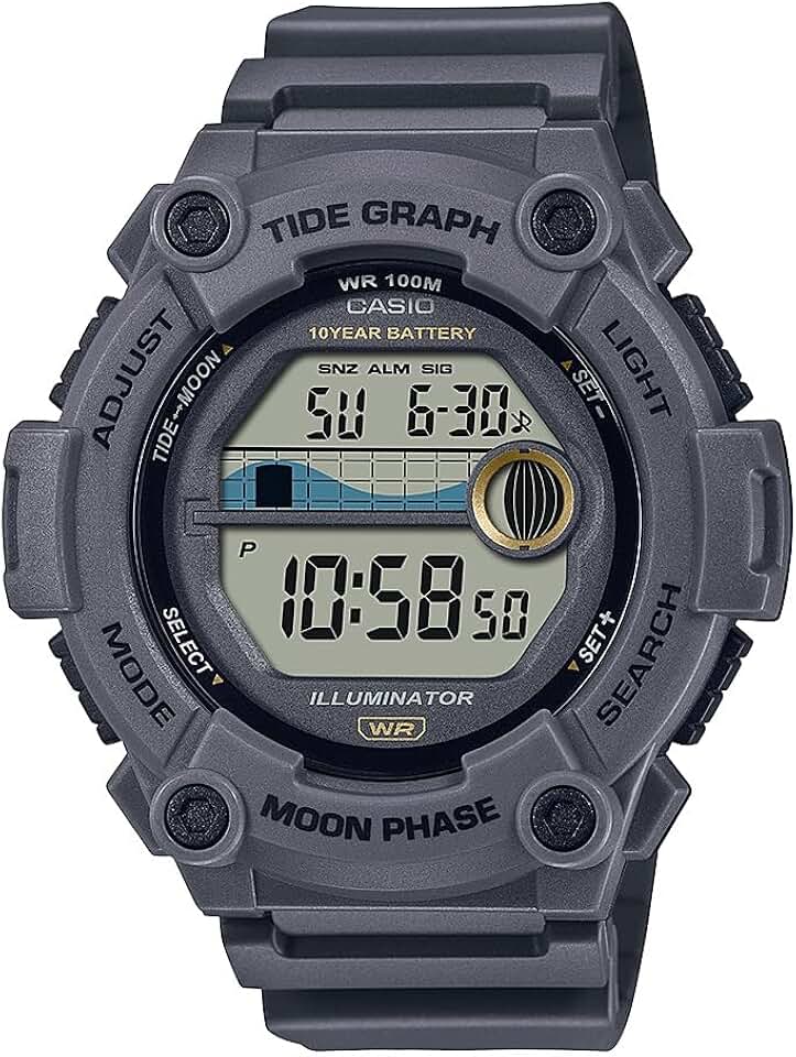 Casio WS1300H Series | Digital Watch | 100 Meter Water Resistance | LED Backlight | 1/100 SEC Stopwatch | Tide Graph | Coundtown Timer | LED Light | Multi Function Alarms | 10 Year Battery