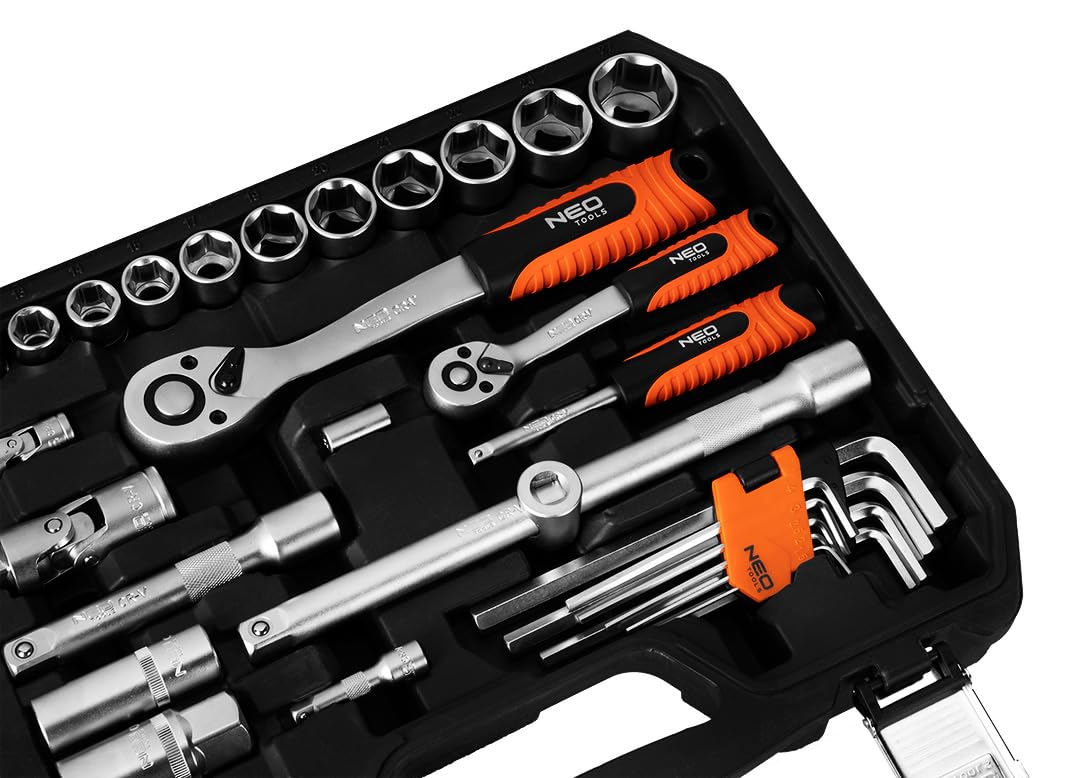 NEO TOOLS Set di Chiavi 100 Pezzi 1/2 ", 1/4" In Una Custodia | Chiavi A Bussola, Cacciaviti, Chiavi A Brugola, Cricchetto | Kit Completo Per Officina, Garage, Fai Da Te