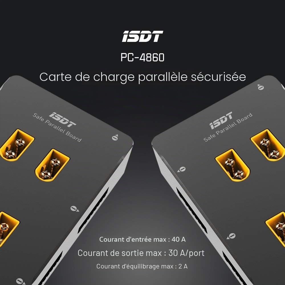 ISDT PC-4860 Lipo Chargeur parallèle Station de charge 4 packs de batterie 1-8S XT60 RC LiPo