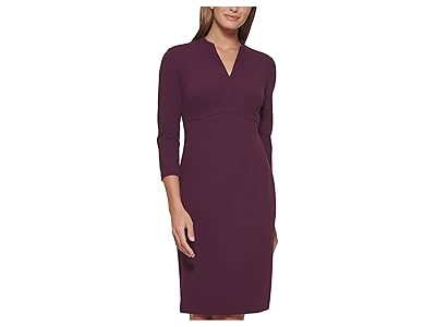 Calvin Klein 3/4 Sleeve V-Neck Sheath Women
