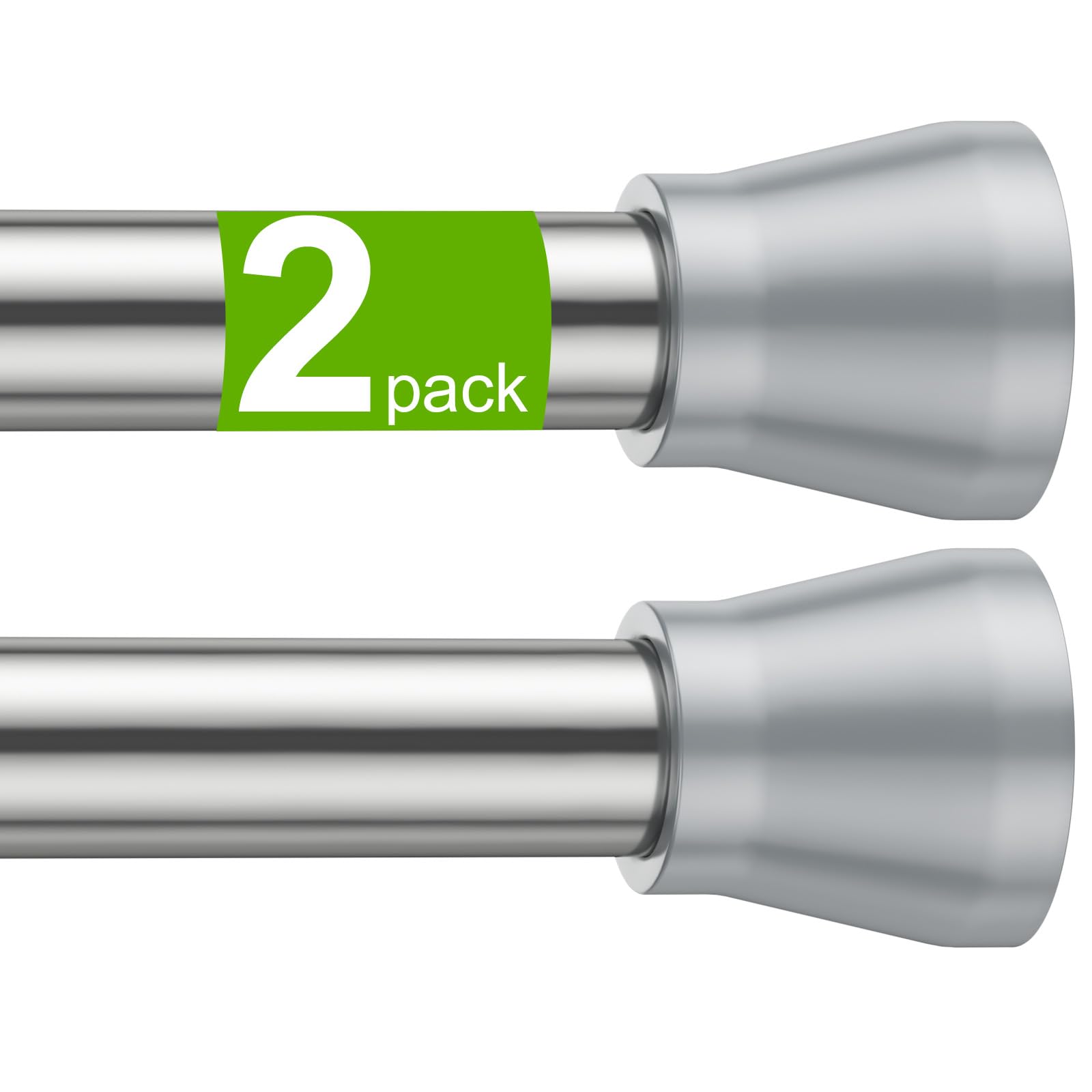 HAOYUNIE 2 Pack Tension Curtain Rods, 28-49 Inches Adjustable Spring Tension Rods, No Drill No Slip, for Windows, Doorway, Bathroom & Closet (silver) — image 1