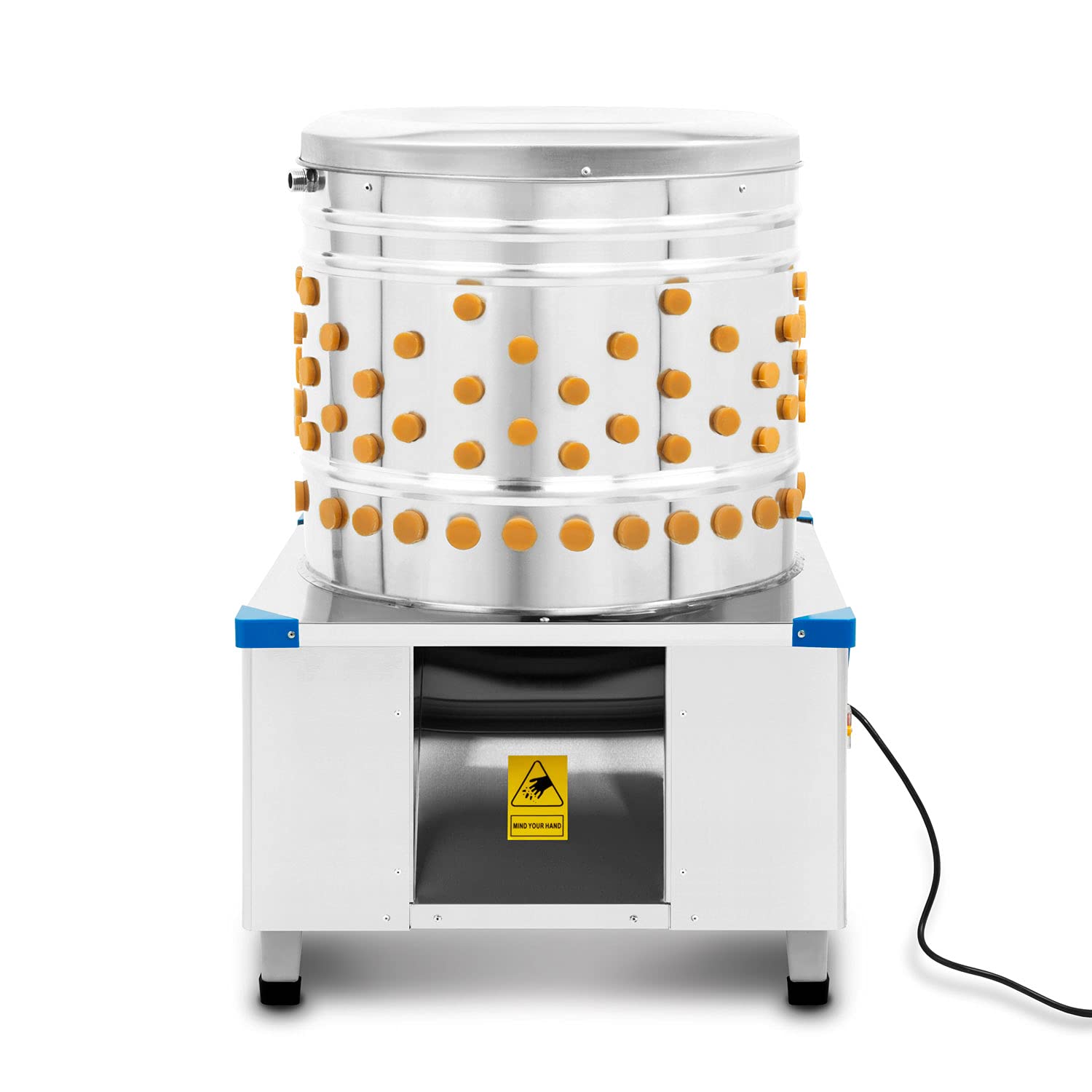 vertes Rupfmaschine für Geflügel aus Edelstahl, Geflügelrupfmaschine bis zu 540 kg/h und 1500 Watt Leistung, 180 Rupffinger, Rupfmaschine Enten, Nassrupfmaschine, Kaltwasseranschluss, Auswurfrutsche