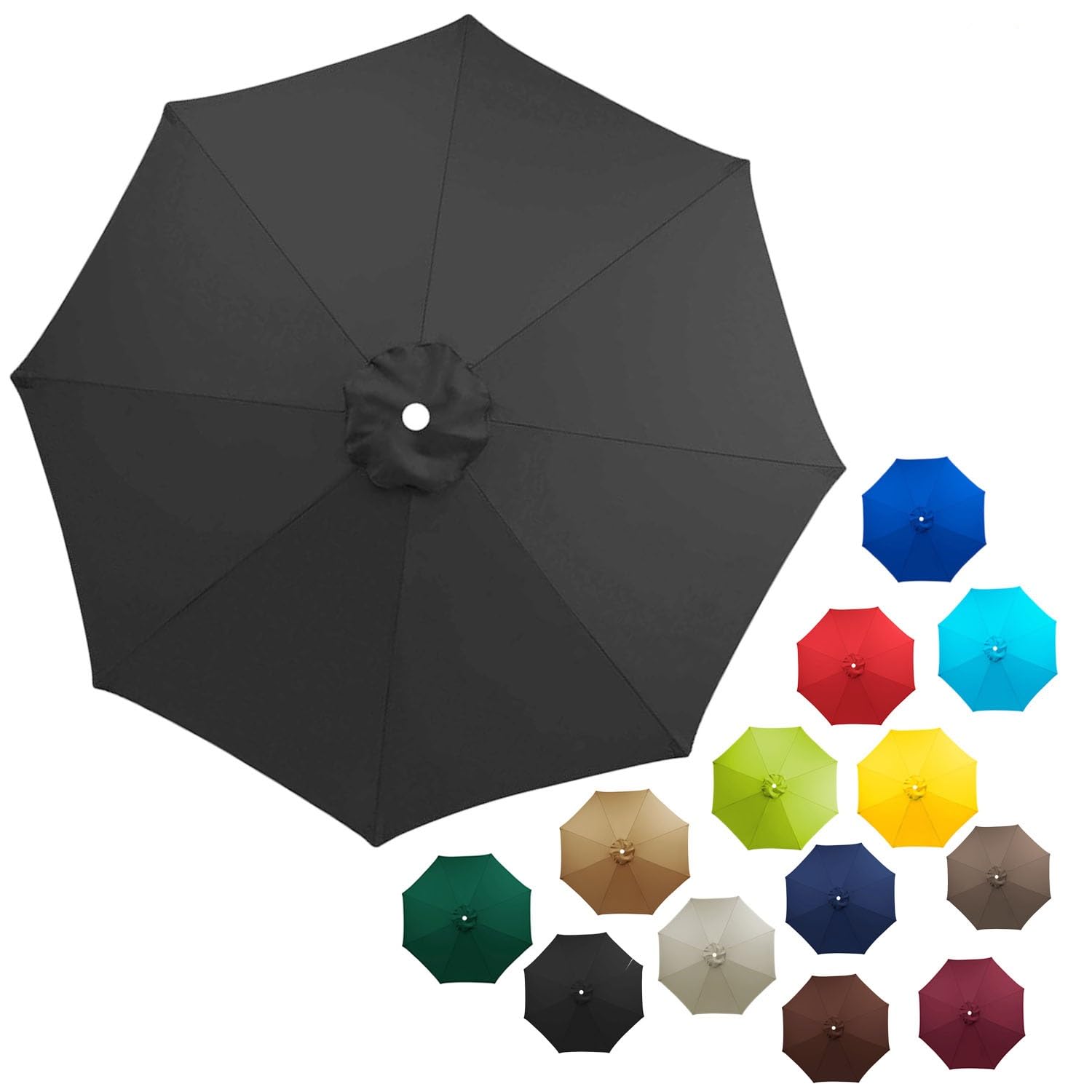 Patio Umbrella Replacement Canopy 8 arms, Outdoor Parasol Replacement Canopy Cover Replacement Cloth for Garden Parasol 2.0M/2.7M/3.0M fits Wood, Aluminum, Metal or Fiberglass Market Umbrella Frames (
