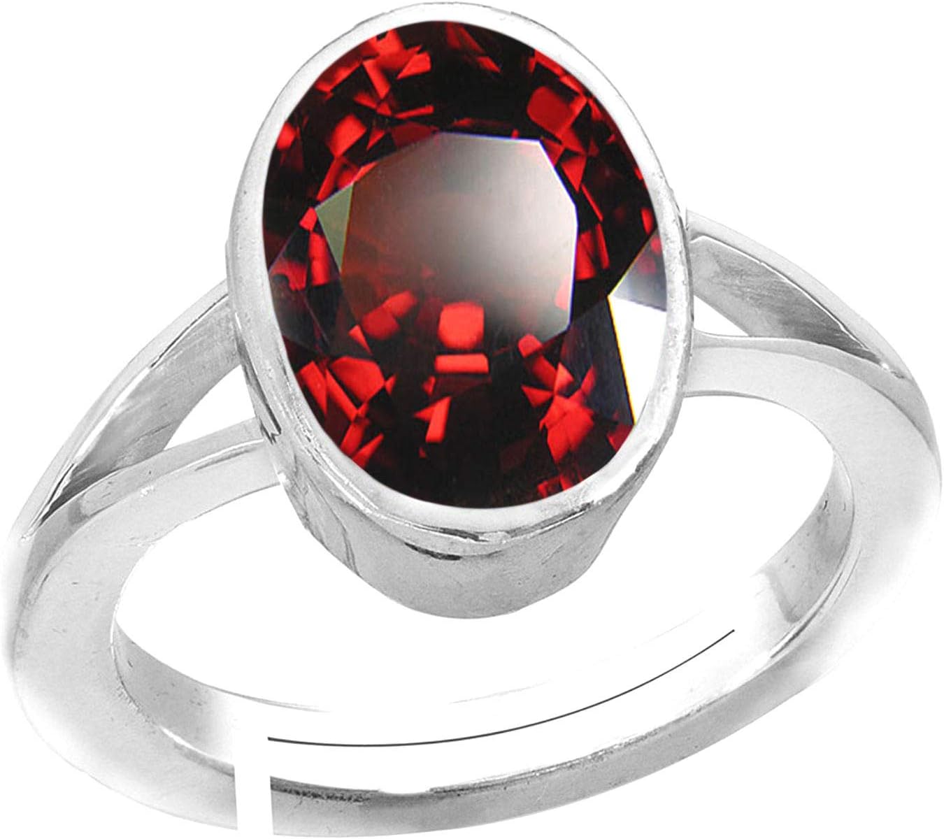 Accurate Traders11 Ratti Hessonite Garnet Stone Silver Adjustable Ring (10 carats) Original and Certified by GLI Natural Gomed Gemstone Chandi Free Size Anguthi Unheated and Untreated for Astrological Purpose for men and women