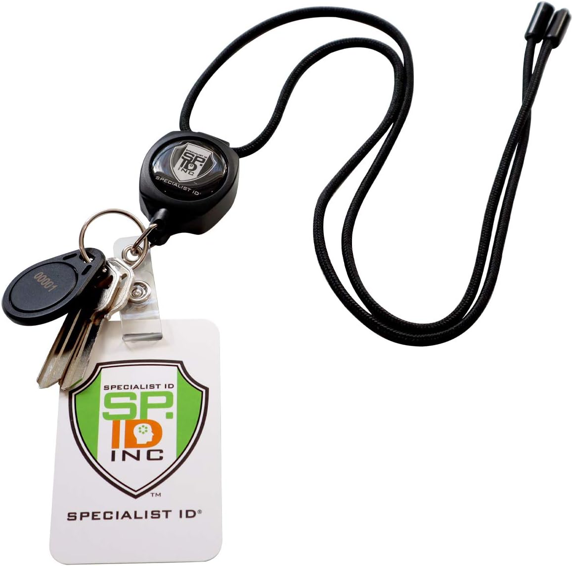 2 Pack - Heavy Duty Retractable Sidekick Badge Reel Lanyard Combo with ID Holder Strap Clip & Key Ring - Breakaway with Kevlar® Cord for Keys & Access Cards Extension by Specialist ID & Key-Bak USA