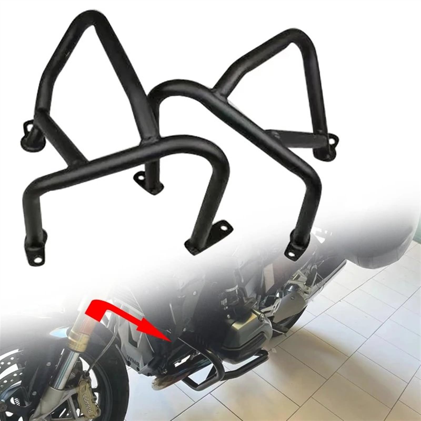 Moto Crash Bars Pour BMW Pour R 1200 R 2015 2016 2017 2018 Pour R1200RS Pour R1200R Moto Autoroute Crash Bar Moteur Garde Pare-chocs Stunt Cage Protection Autoroute Crash Bar Protection(Black)