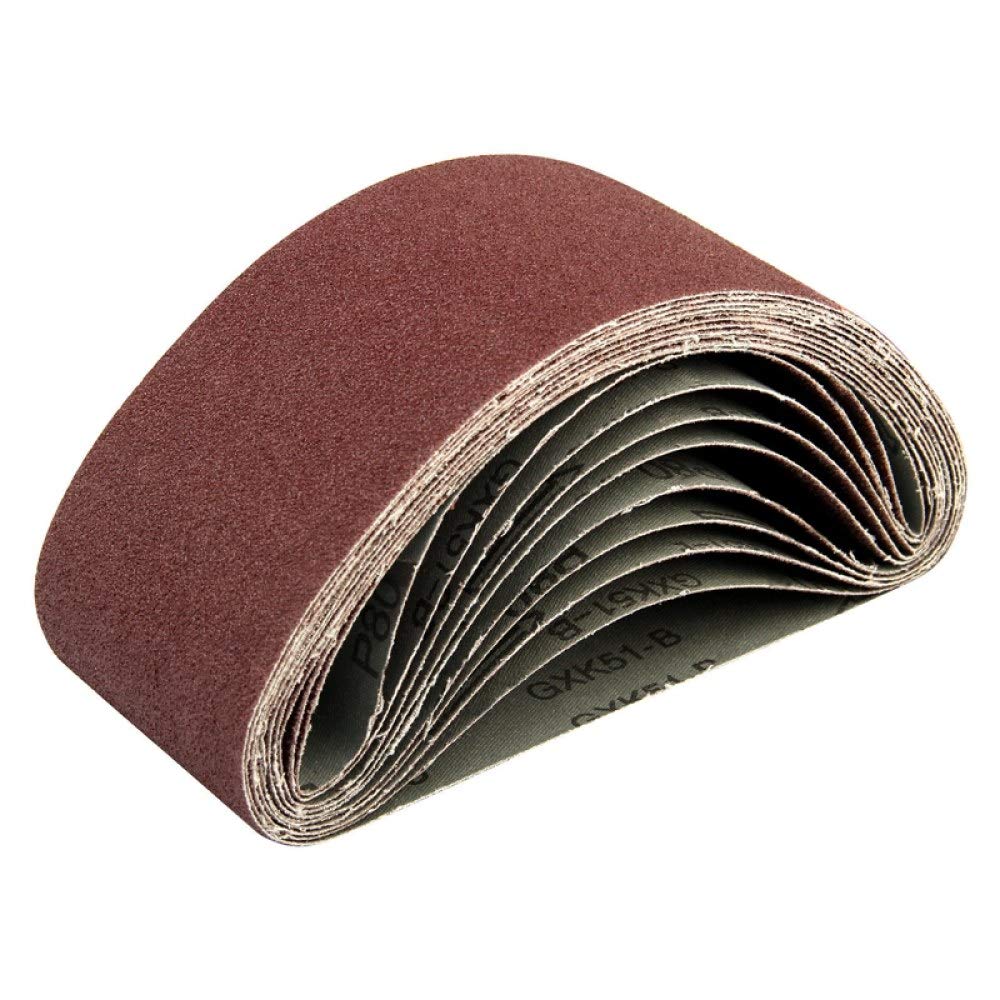 Zestaw taśm szlifierskich， 20 sztuk pasów ściernych 75 mm x 457 mm, tlenek glinu, taśma ścierna do szlifierki taśmowej, czerwonobrązowy