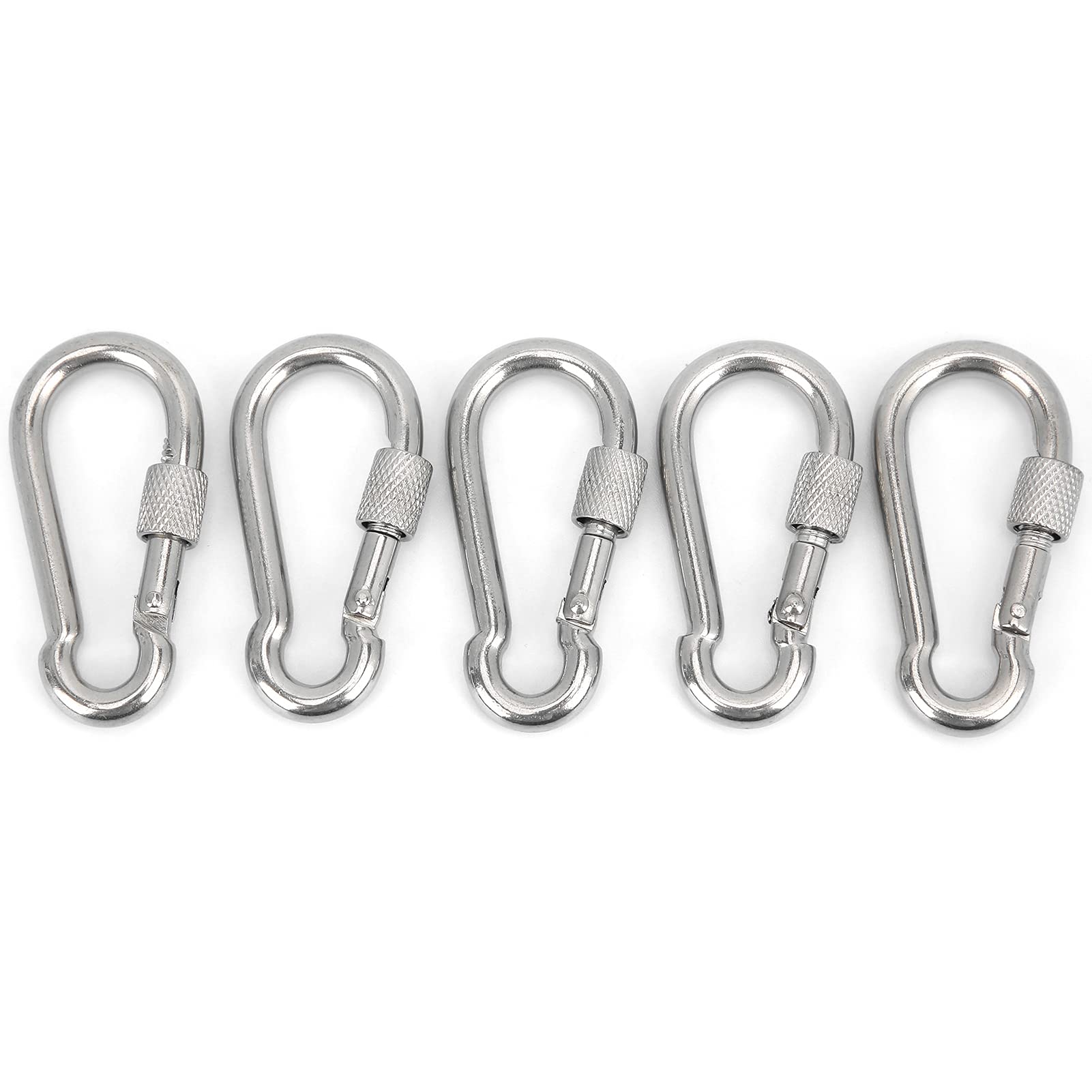 Gavigain Locking Carabiner Clip Heavy Duty Spring Snap Hook with Nut Lock Buckle for Camping 5pcs 60mm