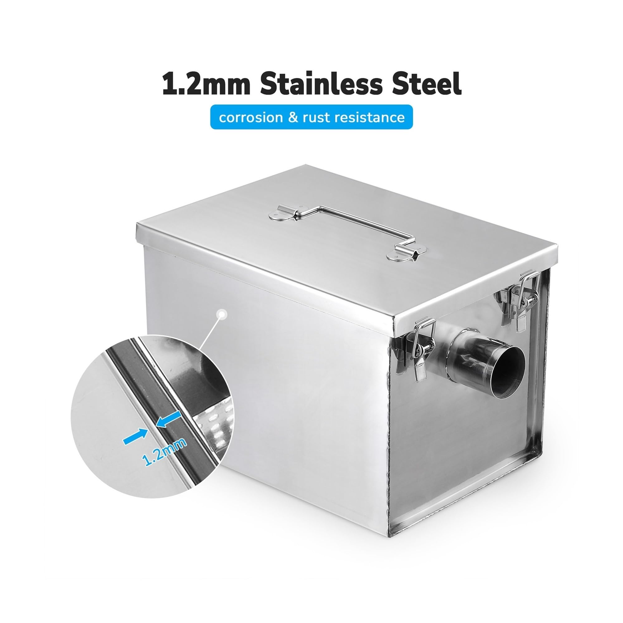 Trappola per Grassi, intercettatore di Grassi, 8 Lbs Commercial Grease Trap Interceptor in Acciaio Inossidabile 5GPM Restaurant Cafe per ristoranti, cucine domestiche
