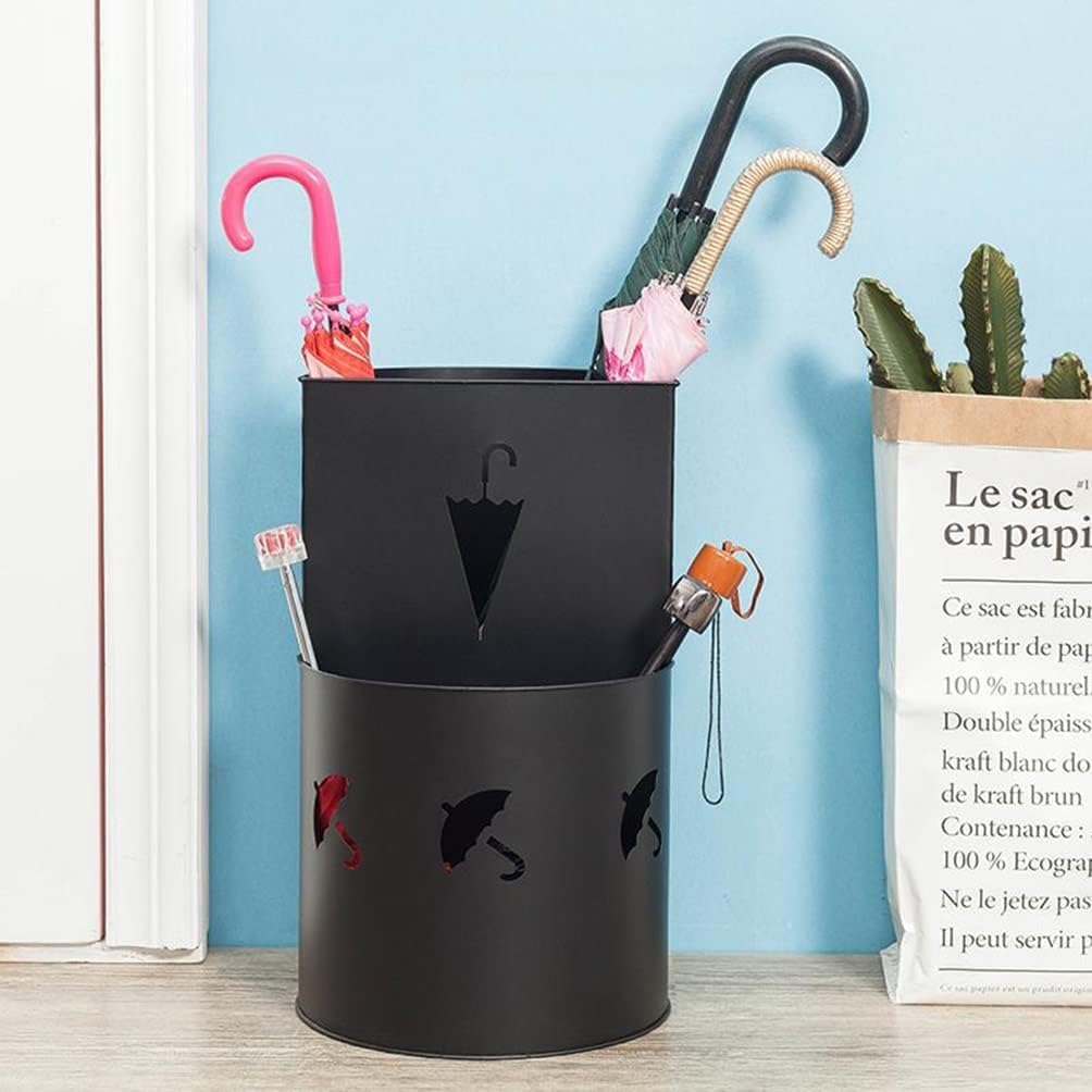 Porte-parapluie d'intérieur en fer avec plateau d'égouttement mobile, support décoratif pour couloir, gain de place, design double couche, 32 x 48,4 cm, parapluie élégant pour la maison