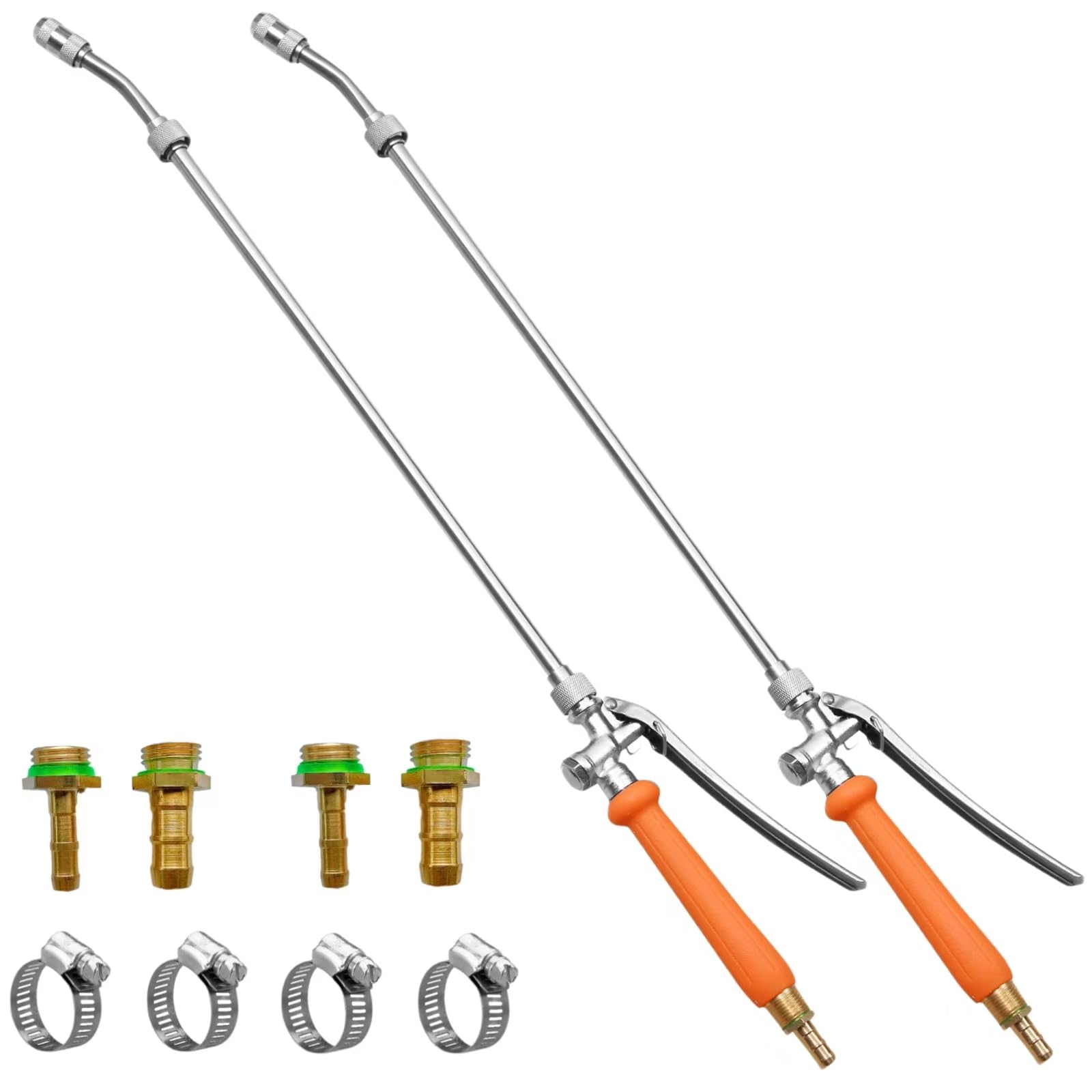 2Pcs All Metal 29 Inches Sprayer Wand,1/4" & 3/8" Brass Barb Sprayer Wand Replacement, Stainless Steel Sprayer Wand with Shut off Valve & 2 Hose Clamps (2)