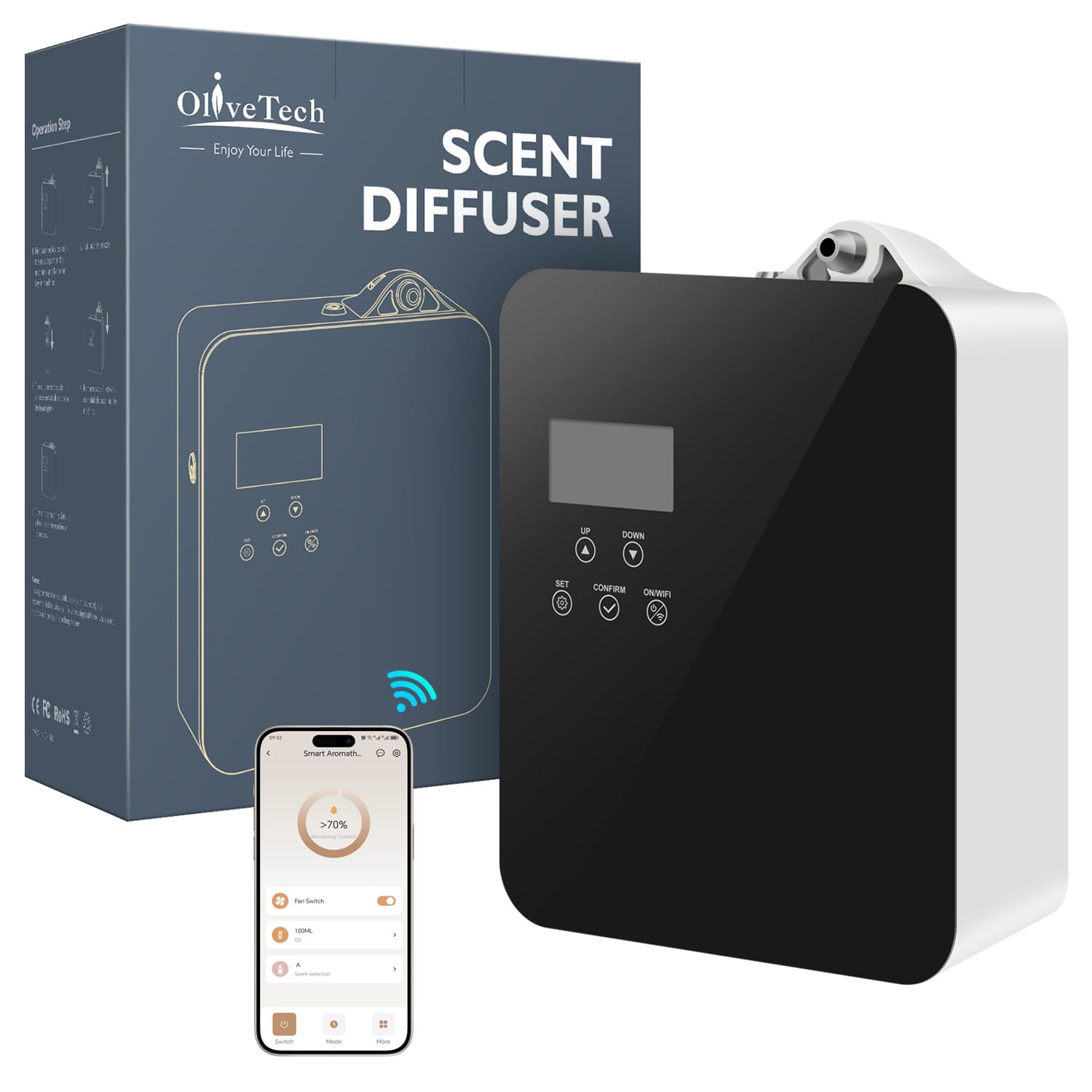 Machine à air parfumée WiFi intelligente pour la maison, diffuseur de collection d'hôtel, technologie sans eau d'air froid, diffuseurs de parfum CVC pour salon, bureau, couvre jusqu'à 2000
