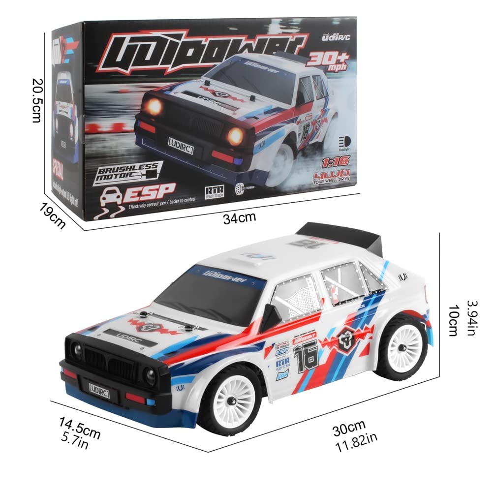 1:16 Rc Drift Car Roadster, 30 Km/h High Speed, Napęd Na Wszystkie Koła Z Reflektorami Led, Systemem Eps I Kołem Zapasowym Do Wyścigów I Driftu