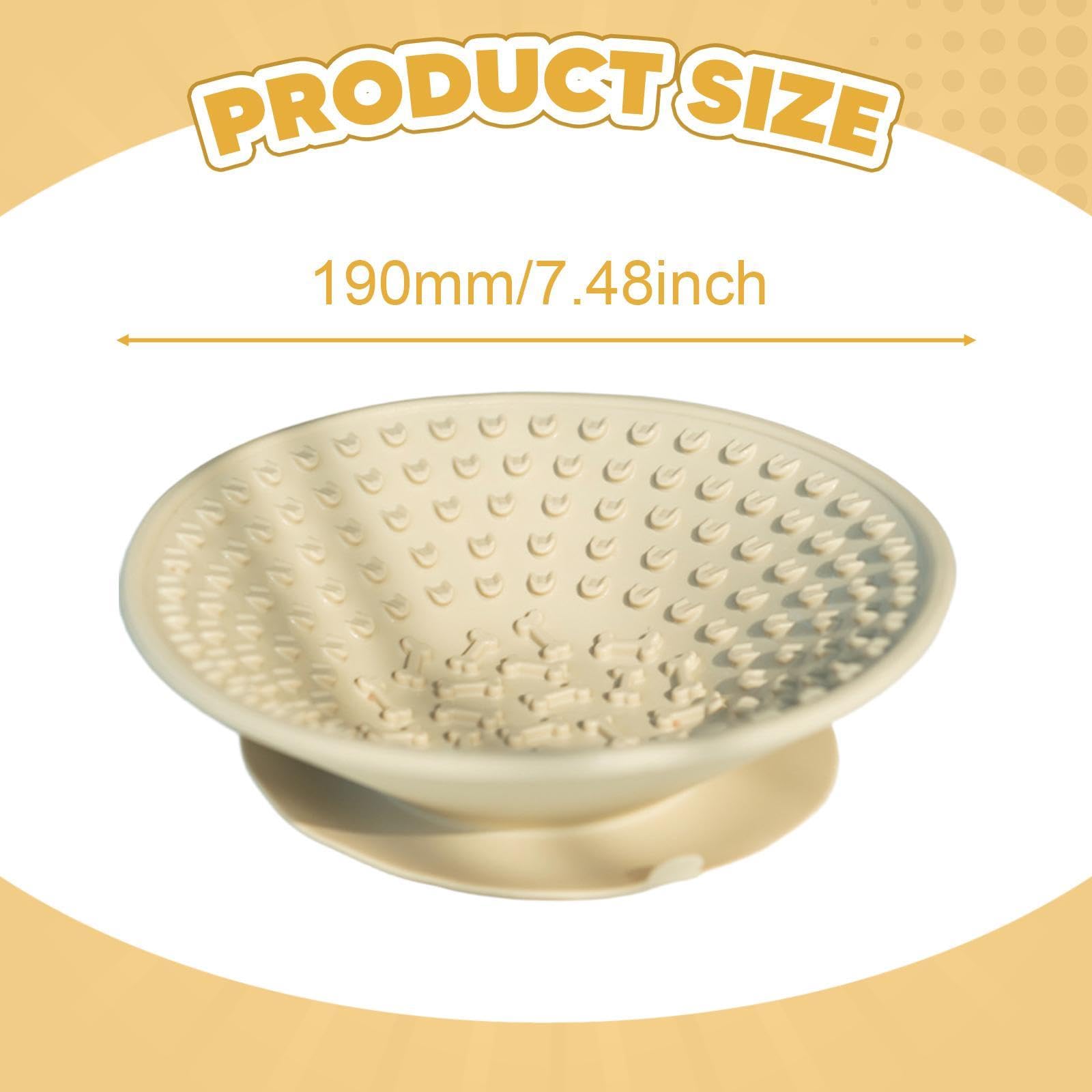 F Fityle Gamelle Chien Gamelle Léchage Chien Gamelle Anti Glouton Gamelle Distributeur Friandises Silicone Antidérapant Favorise Alimentation Lente Base Arrond, Beige