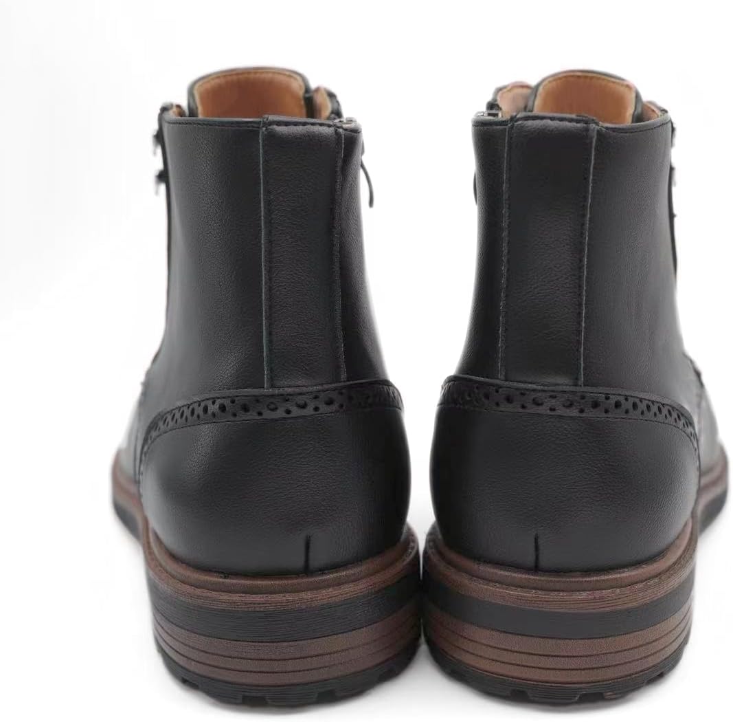 Men's Lace-Up Brogue Ankle Boots, Cap Toe Oxford Style
