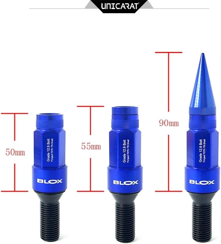 BLOX Port The Original Forged Lug Wheel Bolts Nuts Forged 3 in 1 Bolt Nuts 60 ° Dark Blue 12.9 M12 x 1.5 28 mm