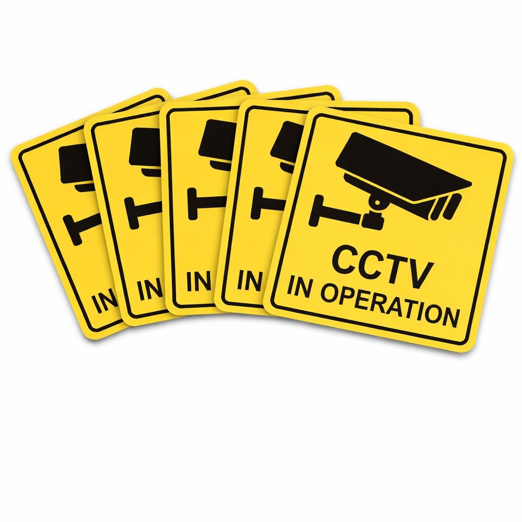 Inside Window CCTV Stickers 5 Pack – 100 x 100 mm – Visible from Outside