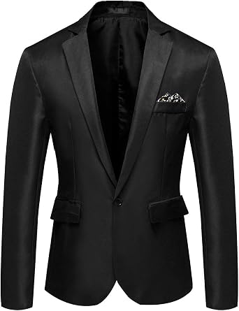 YFFUSHI Mens Casual Jacket Slim Fit Suits One Button Notched Lapel Coat