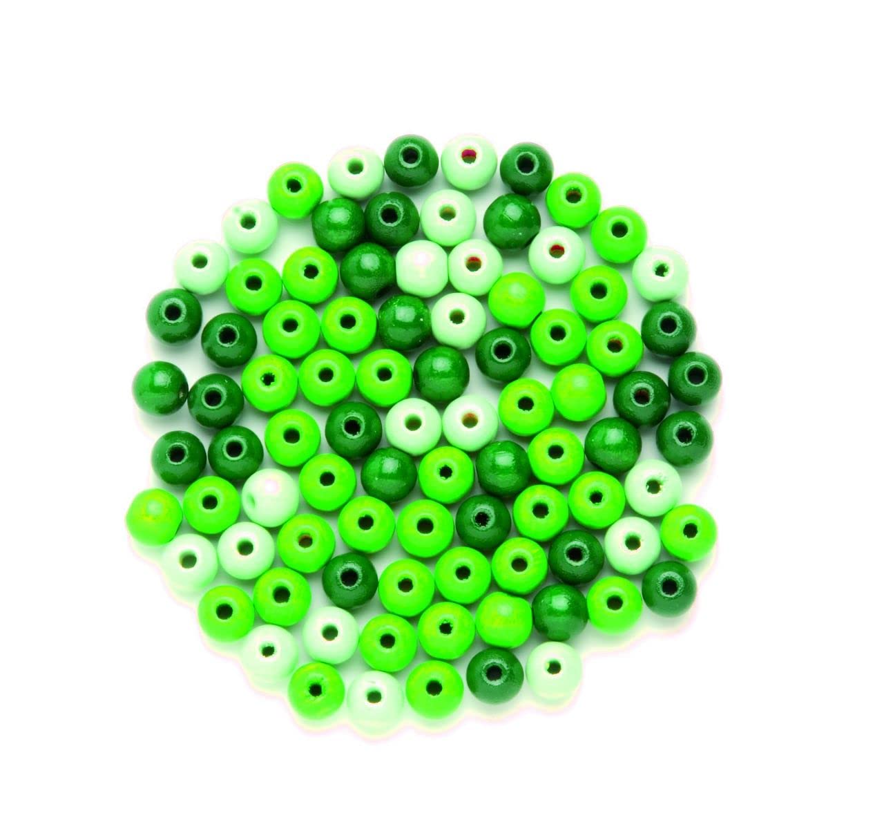 Cuentas de madera, 14 piezas, mezcla marrón, madera, 15 mm, verde 11 x 8,5 x 1,5 cm