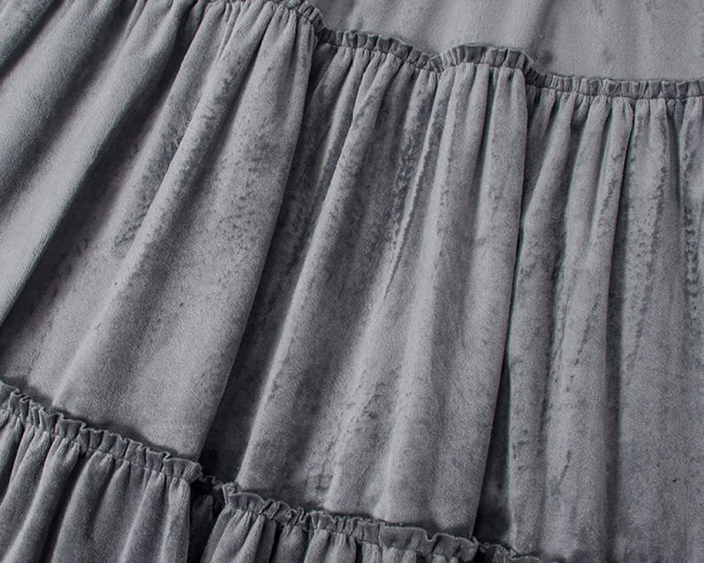 Spódnice dla kobiet Długość midi, złota aksamitna czarna spódnica zimowa Elastyczna talia Vintage Spódnice z wysokim stanem Ciepłe spódnice maxi dla kobiet Lini(Grey One Size)