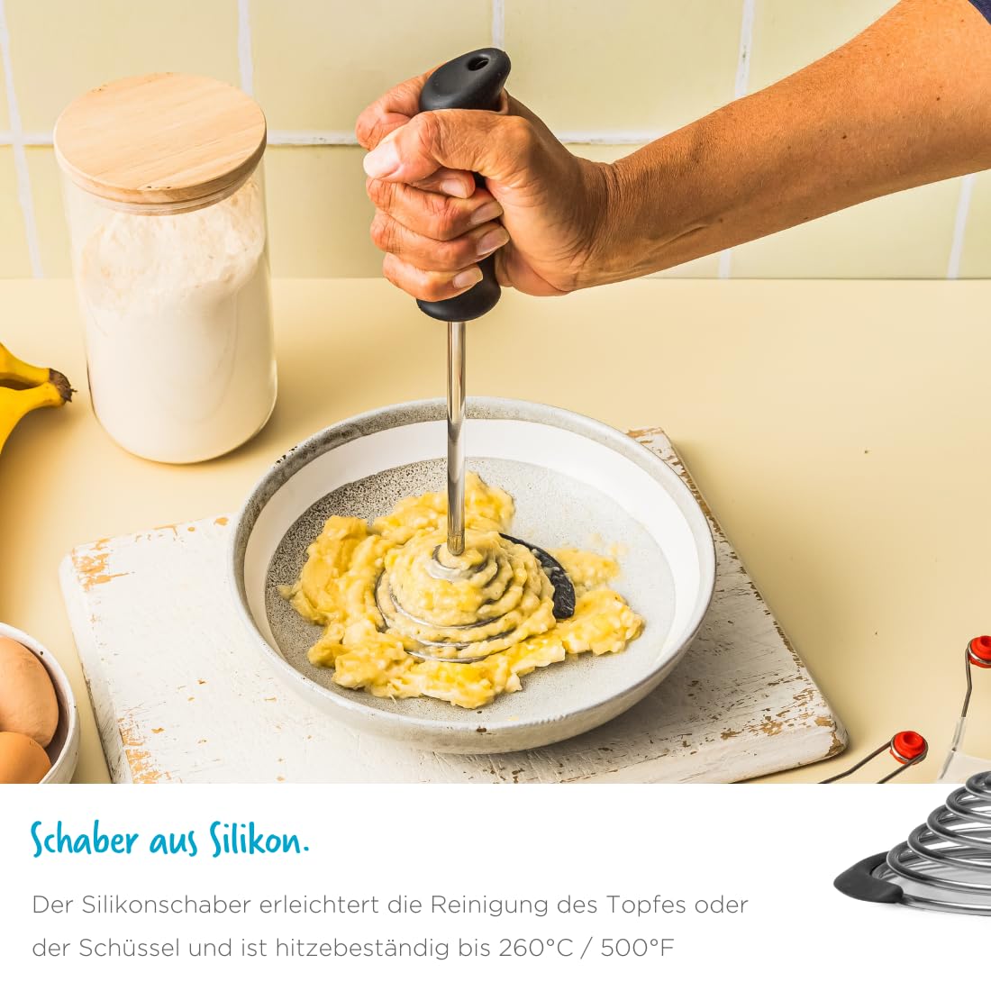 Dreamfarm SMOOD Kartoffelstampfer Edelstahl | Stampft Obst und Gemüse | Spülmaschinenfest | BPA frei | Kartoffelbrei Stampfer zum Stampfen, auskratzen und servieren | Hitzebeständig bis 260°C