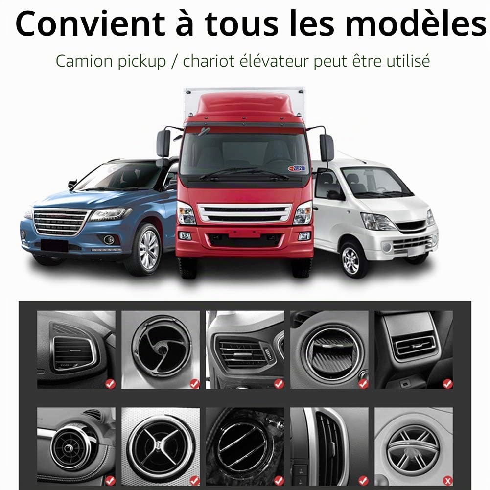 Kwak's Mini ventilateur pour voiture grille d'aération du ventilateur avec LED ABS ventilateur autocollant Support voiture ventilateur de refroidissement, pour le bureau de la maison de voiture(noir)