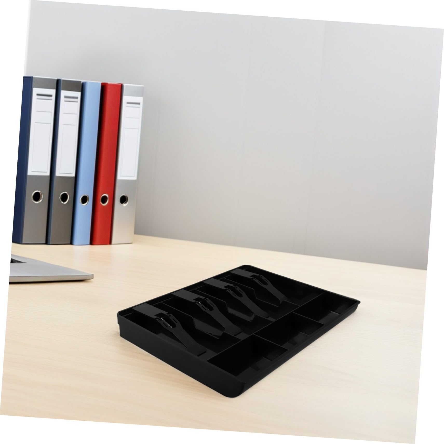 Artibetter 2piezas Caja De Almacenamiento De Escritorio Bandejas Para Caja Registradora Organizador De Monedas Con Clip Para Billetes y Accesorios Cajón Para Guardar Dinero