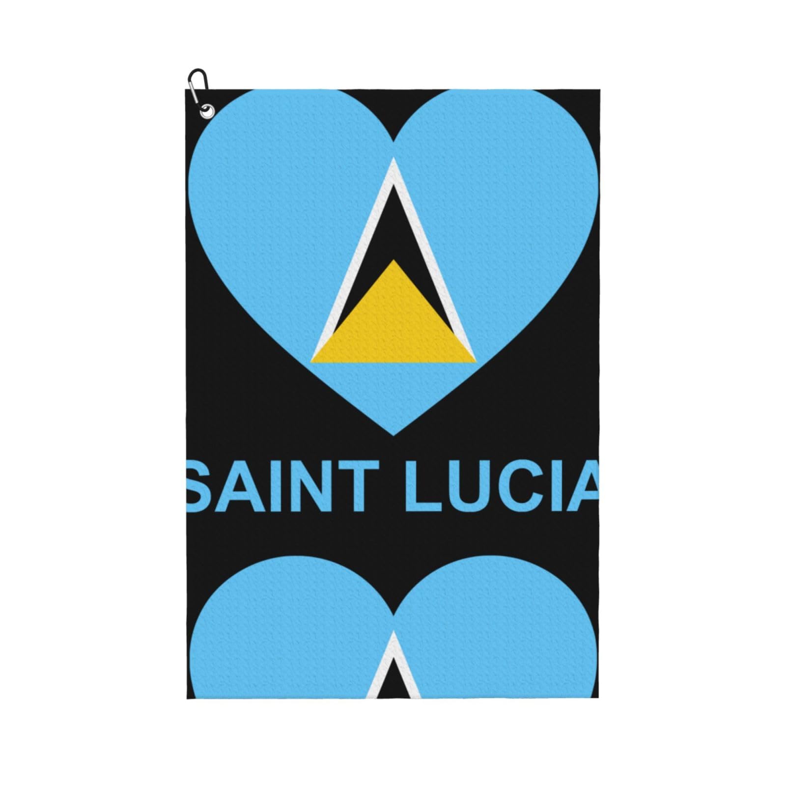 peiyeety Love Saint Lucia Microfiber Golf Towel with Carabiner Clip, 16x24 Inch Absorbent Waffle Weave Towel for Golf Bags