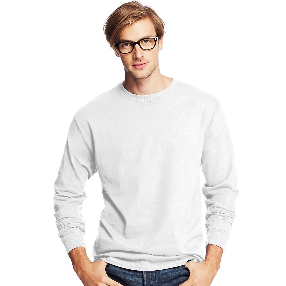 5.2 oz.ComfortSoft T-shirt ¨¤ manches longues en coton - blanc - XL