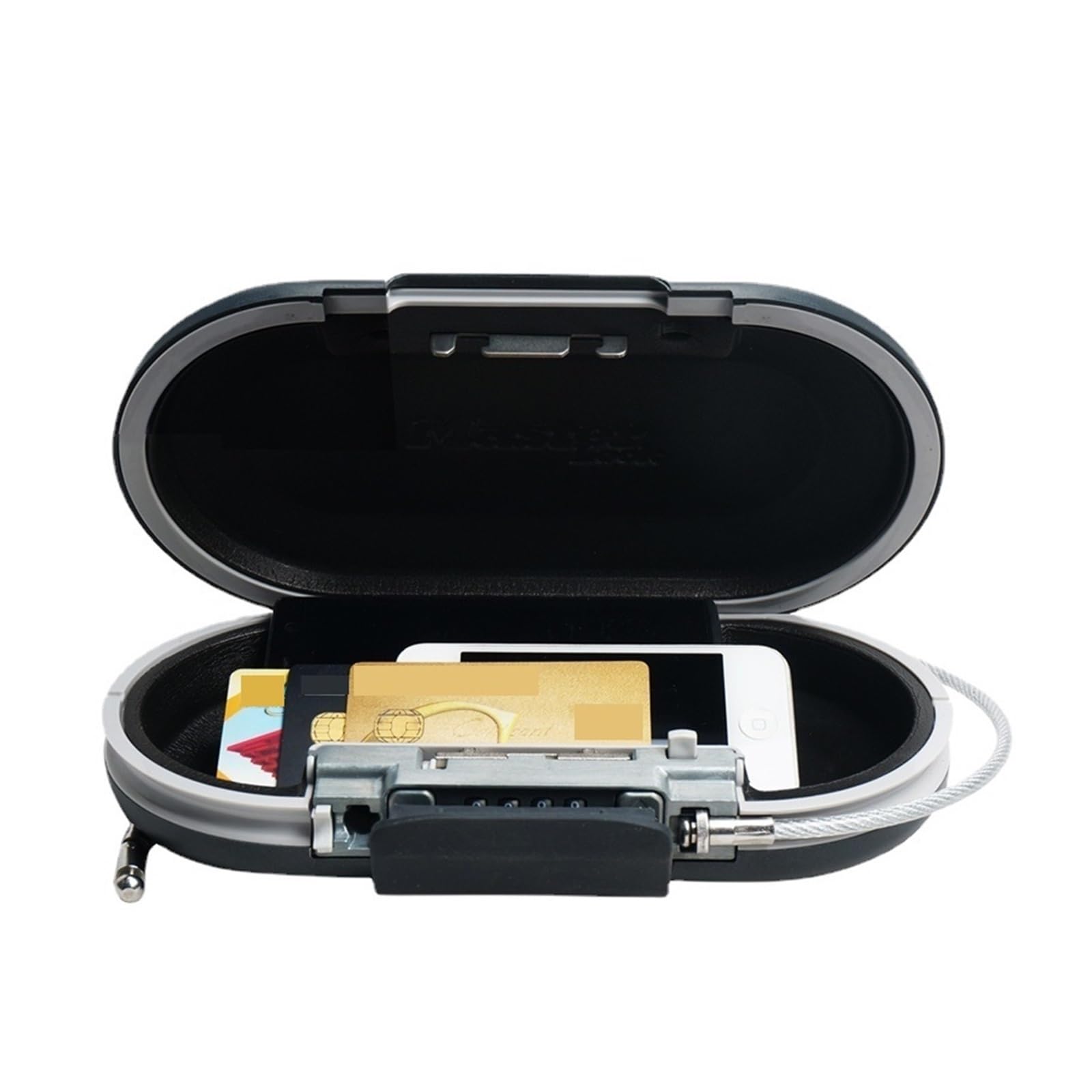 Cassetta di sicurezza, Mini cassaforte portatile con combinazione e lucchetto personale password, for gioielli, bancomat, porta cellulare, fissaggio tramite cavo metallico
