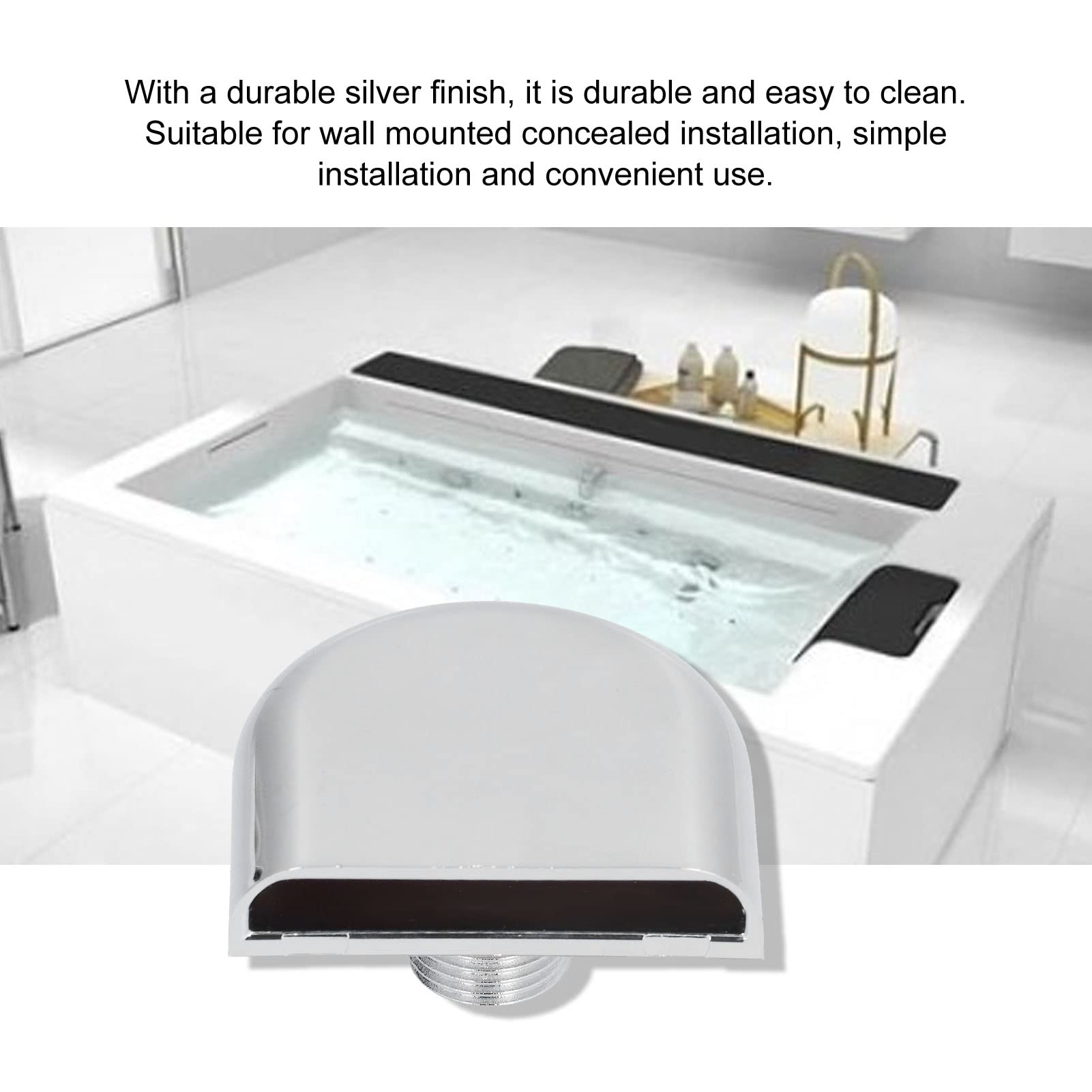 Wasserfontäne, Leise Plätschernde Wandfontäne mit Breitem Wasserfall und G1/2 Gewinde, 6,5 cm für Massagebadewanne Garten Pool Terrasse