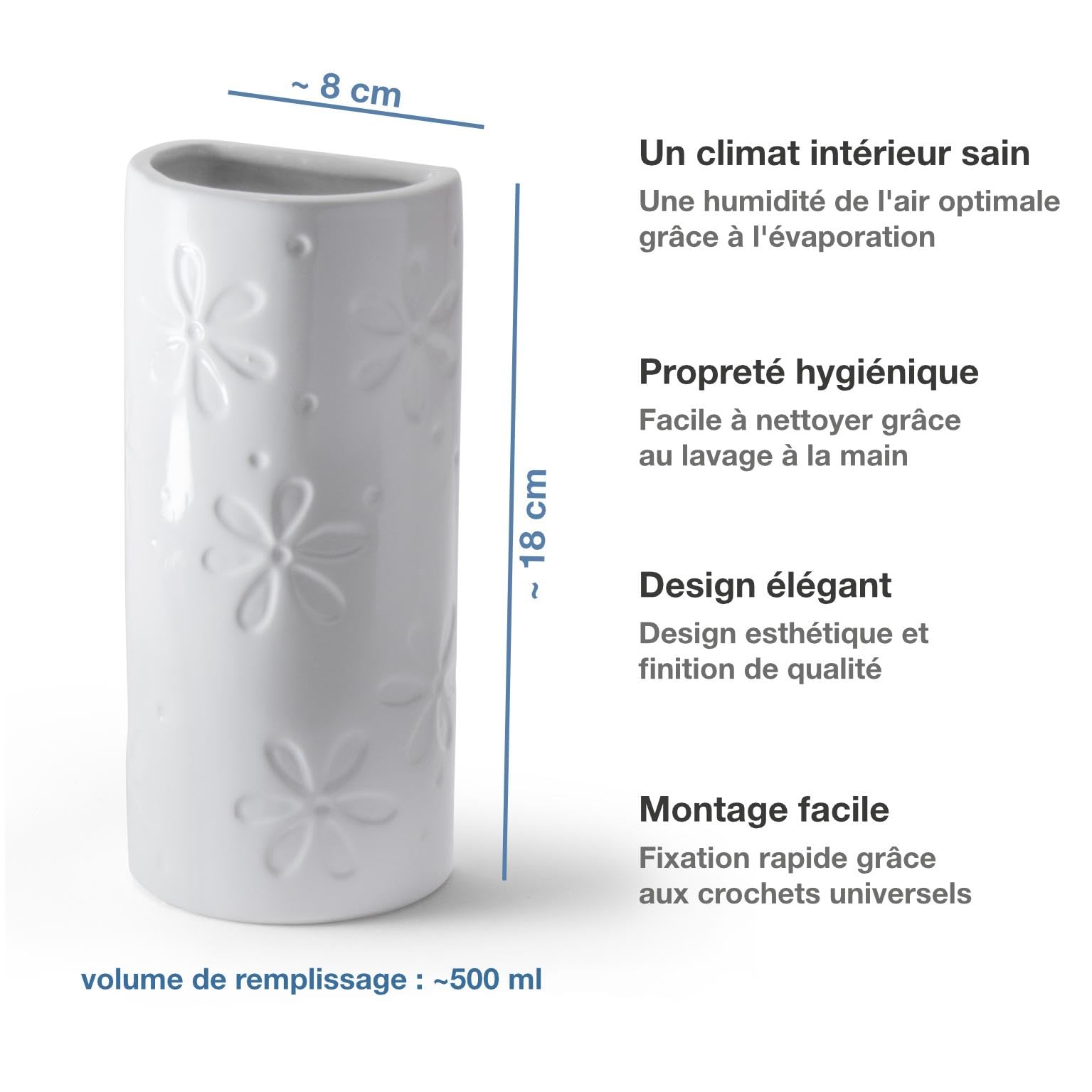 Lot de 3 humidificateurs d’air pour le radiateur - En céramique - Motif floral