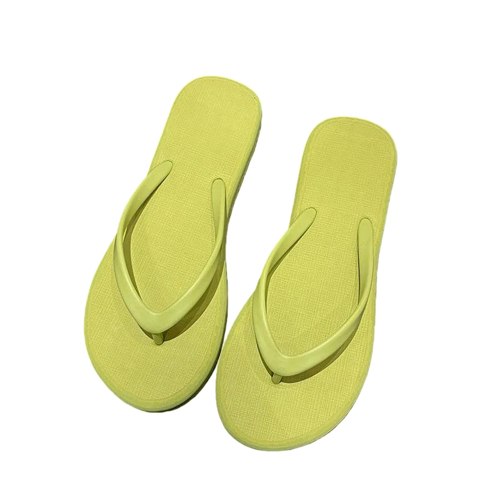 ZSLFCBD Summer Slippers Fashion Women Flip Flop Thick Heel Flat Sandals Beach Clip Toe Herringbone Slippers-green-37-38