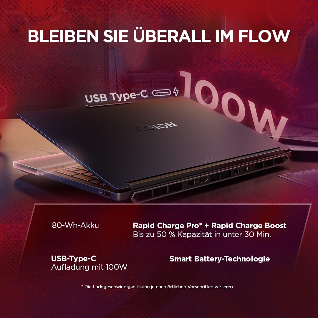 Lenovo Legion 5 Gaming AI Laptop | 15.3" WQXGA OLED 165Hz Display | AMD Ryzen 7 250 | 32GB RAM | 1TB SSD | NVIDIA GeForce RTX 5060 | Windows 11 | QWERTZ | Schwarz | 3 Monate GamePass