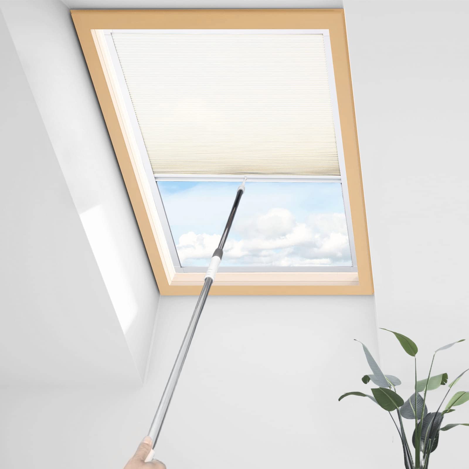 Skylight Blackout Cellular Shades Blinds Cordless Room Darkening Honeycomb Shade Blind for Roof Inclined Plane Rooms Window, Custom Size, Filtering-Beige