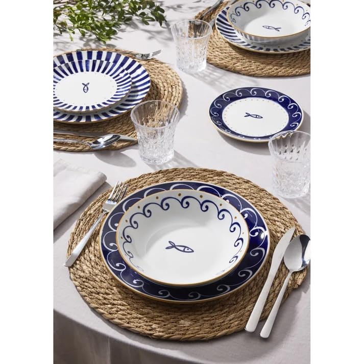 Tognana Sardinia Servizio Tavola 18 Pezzi in Porcellana per 6 Persone, Set Piatti con 6 Piani 27 cm, 6 Fondi 20 cm e 6 Dessert 19 cm, Lavastoviglie e Microonde