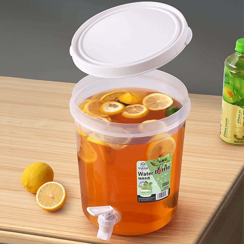 Fiorky 5L Drink Dispenser with Tap, Plastic Beverage Dispenser Beverage Liquid Drink Container, Beverage Water Dispenser Refrigerator Iced Juice Lemonade Dispenser for forty Drink, Juice