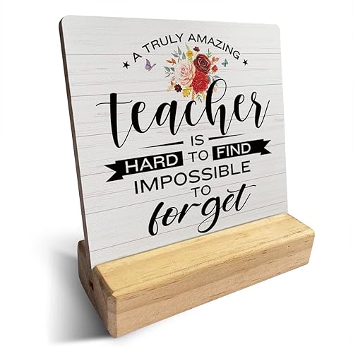 Letrero de madera con texto en inglés "Country a Truly Amazing Teacher is Hard to Find Teacher is Hard to Find Teacher", decoración de escritorio